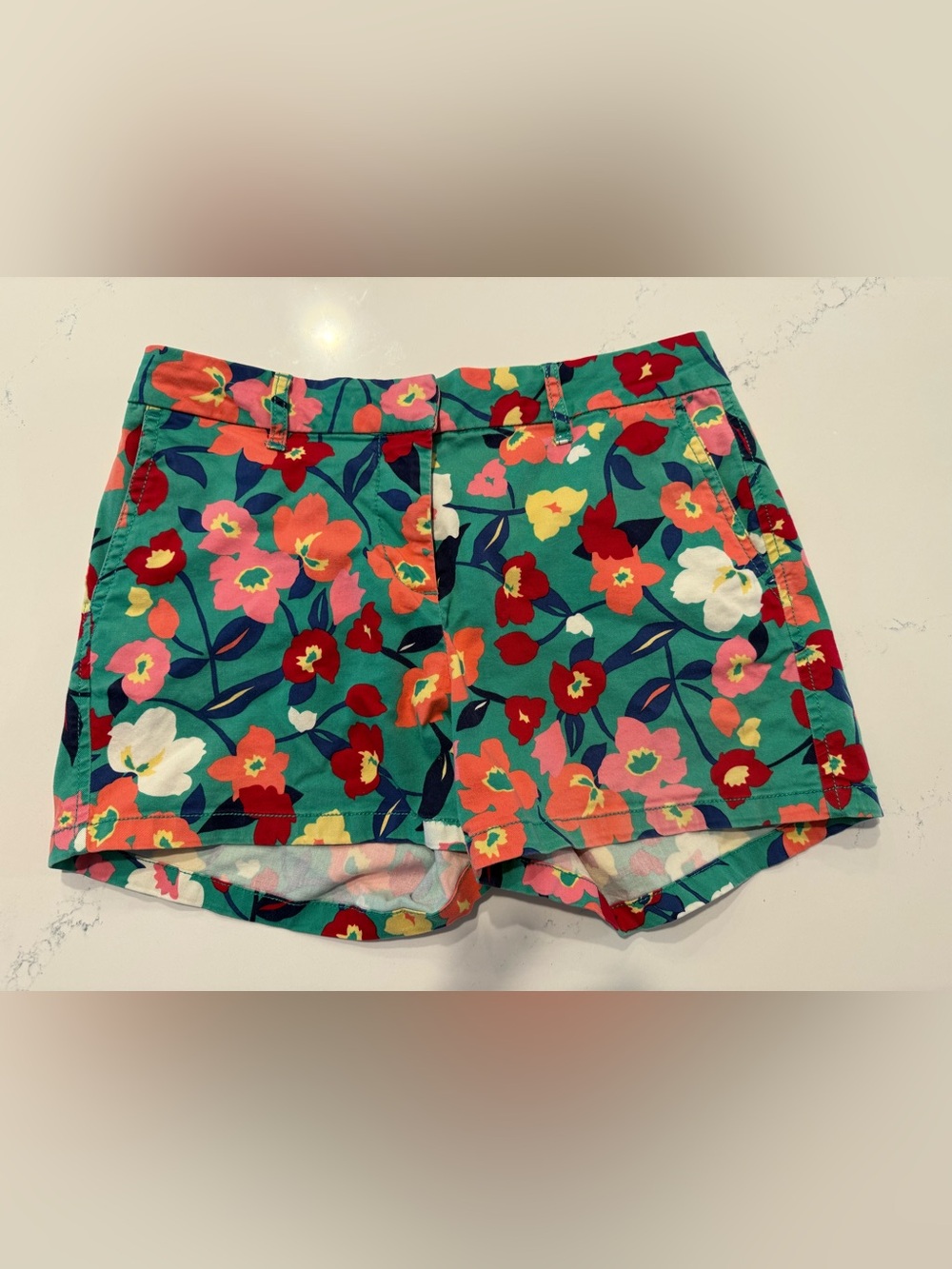 Elle Floral Green Mid-Rise Bermuda Shorts